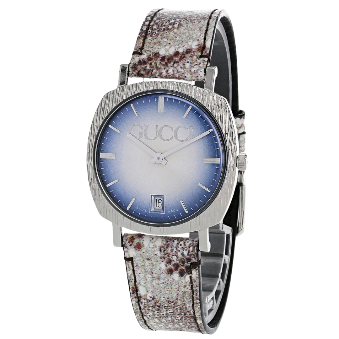 Gucci watches GUCCI Light 35MM SS Blue/Silver Dial Leather Unisex Watch
