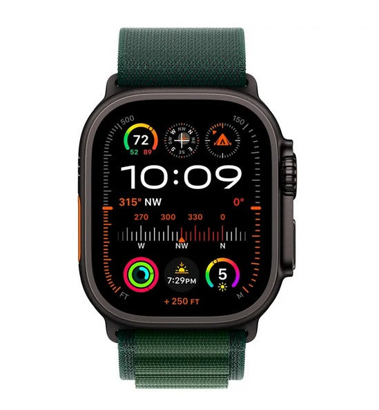 Apple Watch Ultra 2 GPS + Cellular 49mm Black Titanium Case with Dark Green Alpine Loop