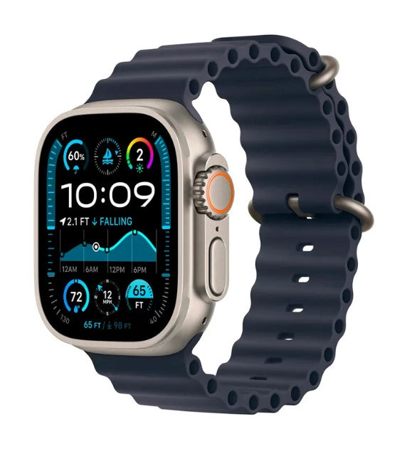 Apple Watch Ultra 2 GPS + Cellular 49mm Natural Titanium Case with Navy Ocean Band