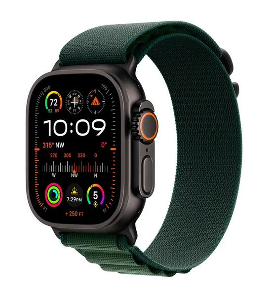 Apple Watch Ultra 2 GPS + Cellular 49mm Black Titanium Case with Dark Green Alpine Loop