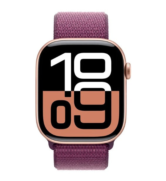 Apple Watch Series 10 GPS + Cellular 46mm Rose Gold Aluminium Case with Plum Sport Loop