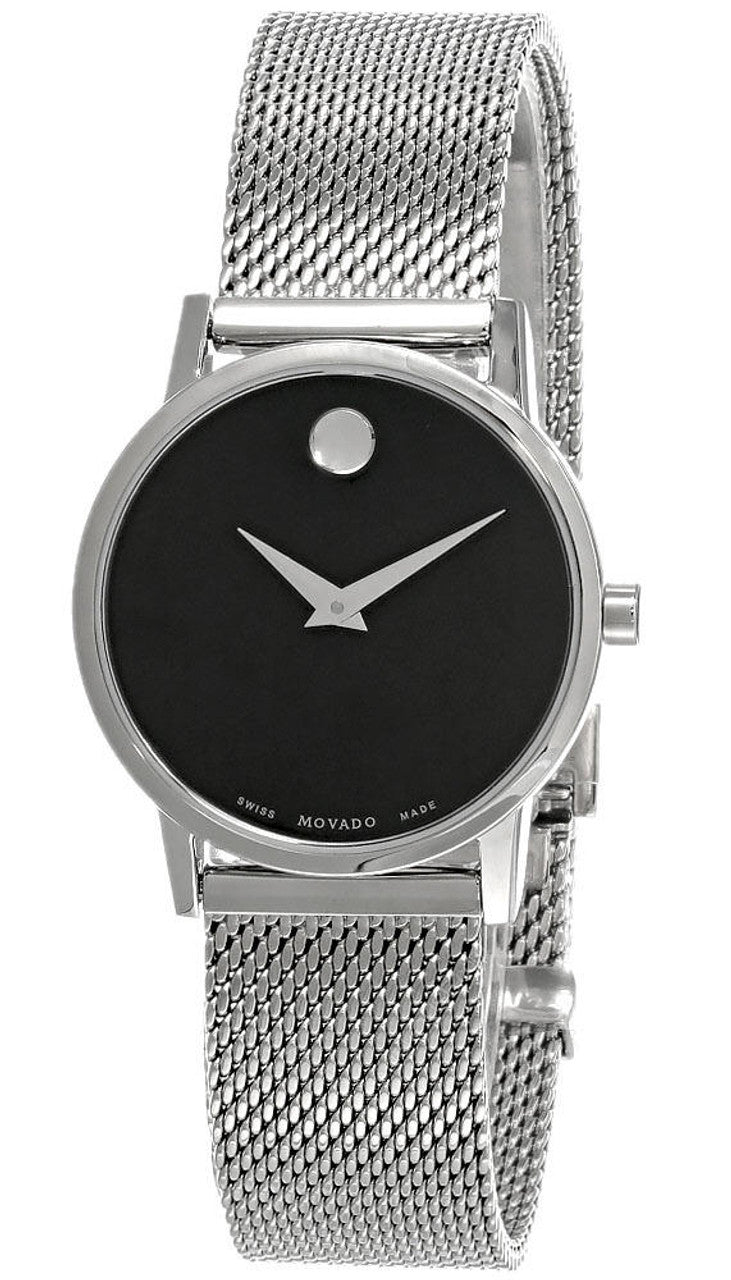 MOVADO Museum 28MM SS Classic BLK Dial Mesh Women's Watch 607220